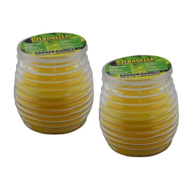 Setje van 2x citronella muggen kaarsen in glas 8.5 cm - geurkaarsen