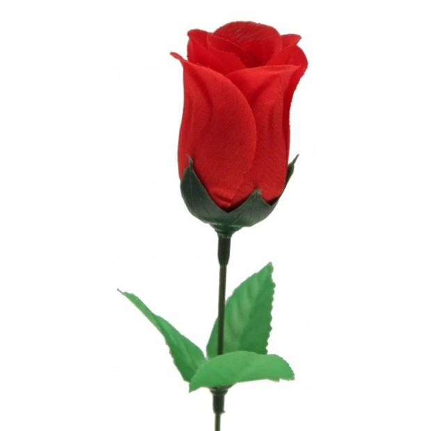 2x Super voordelige rode rozen 28 cm Valentijnsdag - Kunstbloemen