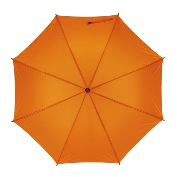 Oranje paraplu met gebogen houten handvat, houten steel en metalen frame 103 cm - Paraplu's