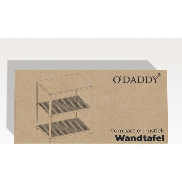 O'DADDY® Industriële Wandtafel - Haltafel met 2 Gaasplanken - Rustiek Bruin - 60x30x60 cm - 3 Niveaus