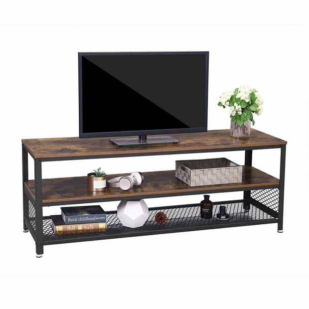 Tv meubel industrieel - xxl geschikt voor 60inch tv - 140x40x52 B