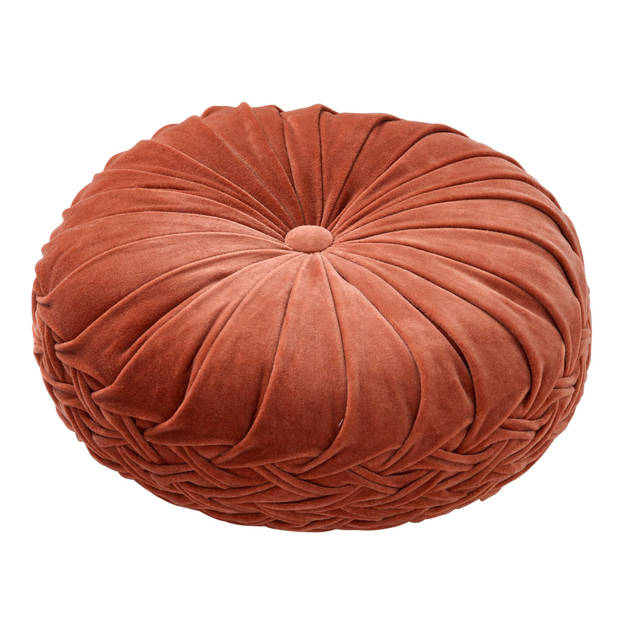 Dutch Decor - KAJA - Sierkussen rond velvet Ø40 cm - Potters Clay - oranje