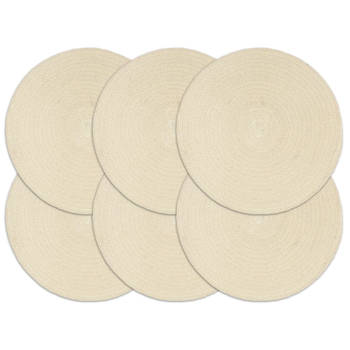 vidaXL Placemats 6 st rond 38 cm katoen natuurlijk