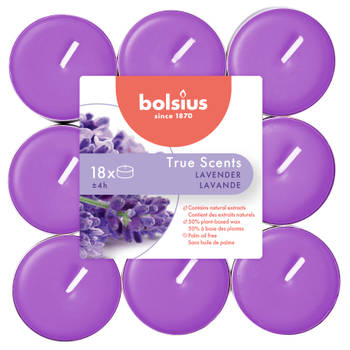 Bolsius theelichten True Scents - Lavendel - 18 Stuks