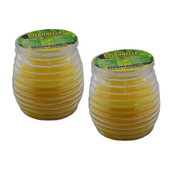 Setje van 2x citronella muggen kaarsen in glas 8.5 cm - geurkaarsen