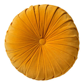 Dutch Decor - KAJA - Sierkussen rond velvet Ø40 cm - Golden Glow - geel