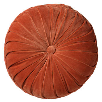 Dutch Decor - KAJA - Sierkussen rond velvet Ø40 cm - Potters Clay - oranje