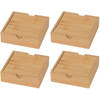 Vierkante bamboe houten onderzetters 16 stuks 10 cm - Glazenonderzetters