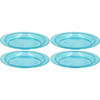 4x Bordje plastic blauw 20 cm kunststof/plastic - Bordjes