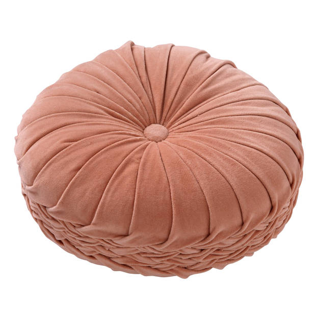 Dutch Decor - KAJA - Sierkussen rond velvet Ø40 cm - Muted Clay - roze