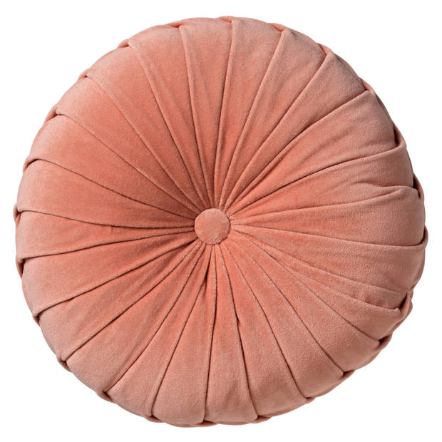 Dutch Decor - KAJA - Sierkussen rond velvet Ø40 cm - Muted Clay - roze