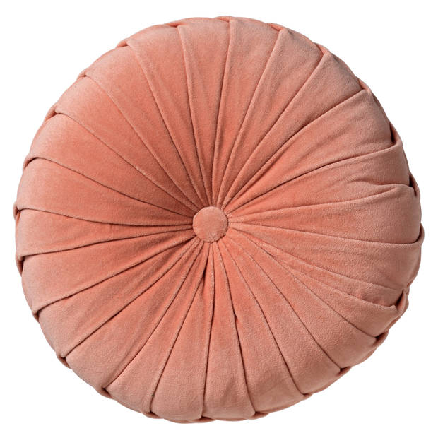 Dutch Decor - KAJA - Sierkussen rond velvet Ø40 cm - Muted Clay - roze