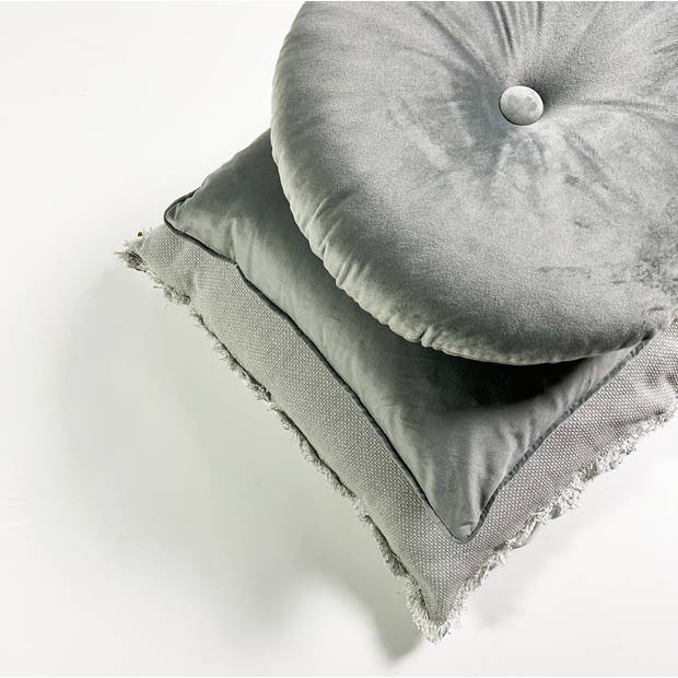 Dutch Decor - BURTO - Kussenhoes 60x60 cm - gewassen katoen - Micro Chip - lichtgrijs