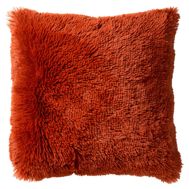 Dutch Decor - FLUFFY - Sierkussen 60x60 cm - superzacht - XL kussen - Potters Clay - oranje