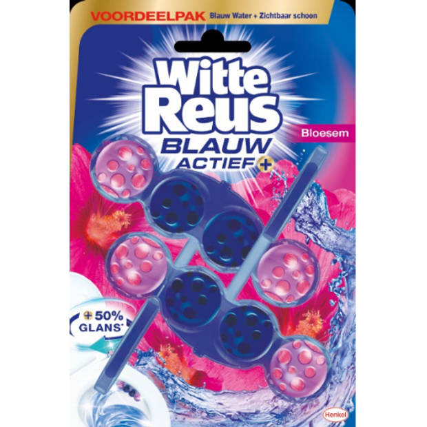 Witte Reus Toiletblok - Blauw Actief Bloesem - Duopack