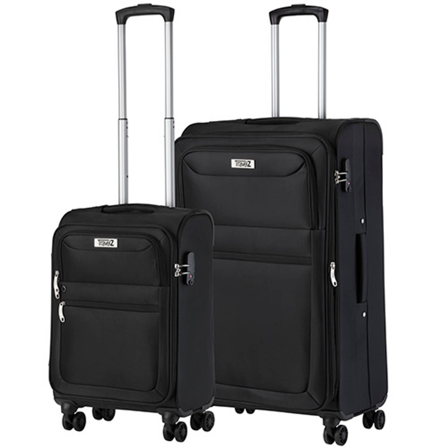 Het koud krijgen favoriete Recensie TravelZ Softspinner TSA Kofferset - 2-delig Handbagage + groot formaat -  Dubbele wielen - Zwart | Blokker
