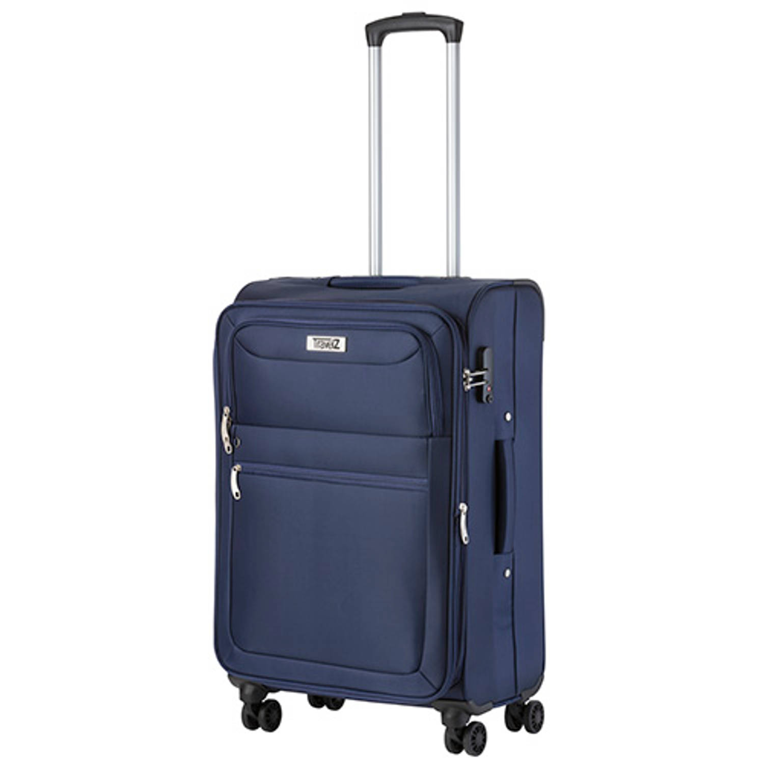 Travelz Softspinner TSA Reiskoffer - Trolley 67cm en 74+11 Ltr met expander - Blauw