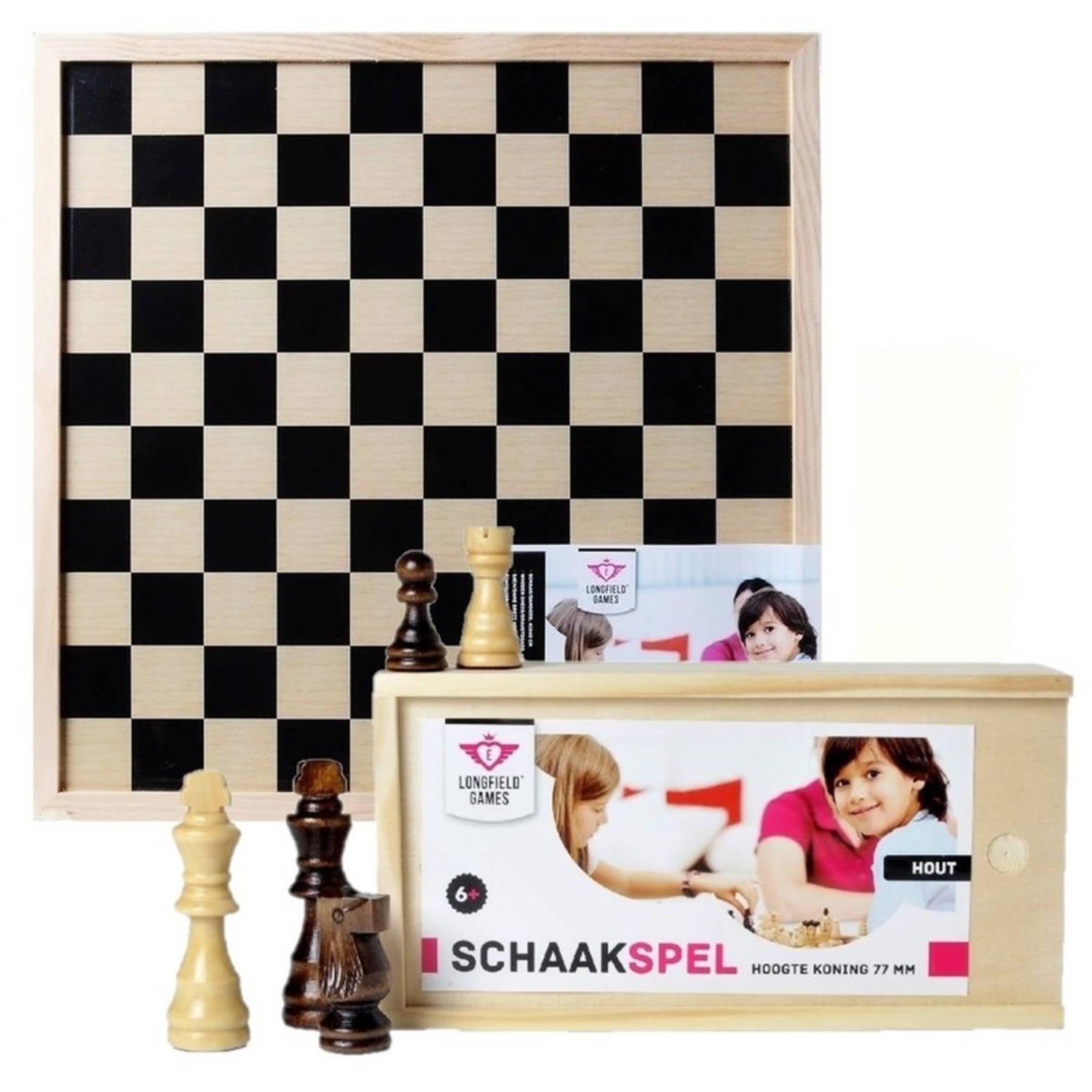 Opmerkelijk De volgende tv Houten schaakstukken en schaakbord 40 x 40 cm - Actiespellen | Blokker