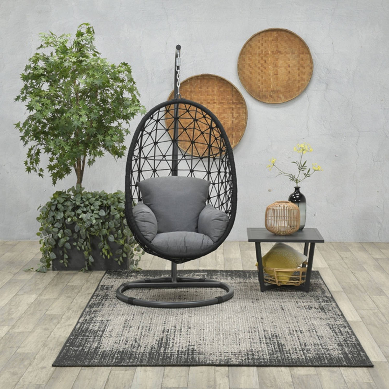 Vaag Misverstand Tentakel Garden Impressions Hangstoel Panama hangstoel ei - rope zwart | Blokker