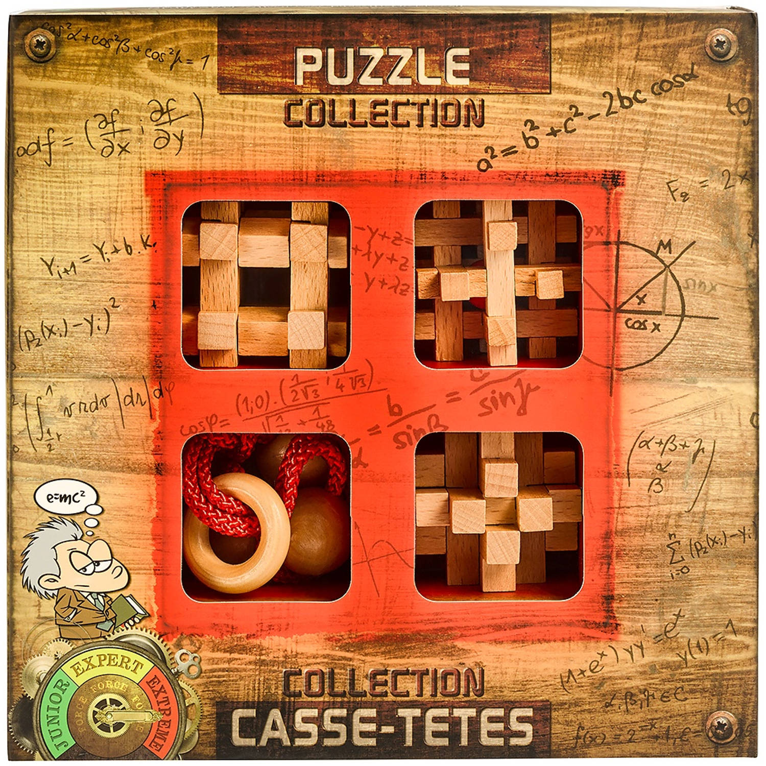 Eureka 3D Puzzle breinbrekerset Extreme Wooden 4 delig rood