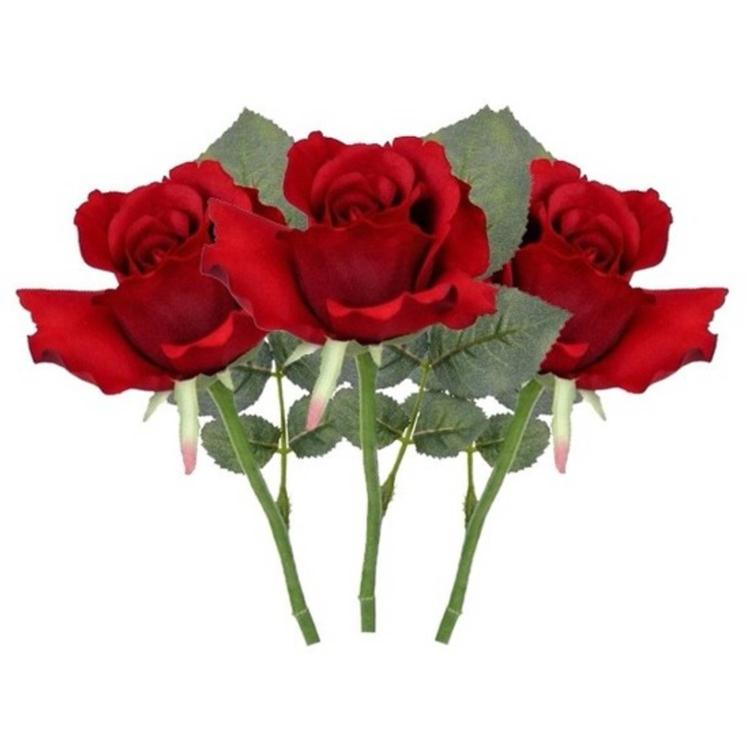 Verbinding verbroken longontsteking Nieuwe betekenis 3x Rode rozen kunstbloemen 30 cm - Kunstbloemen | Blokker