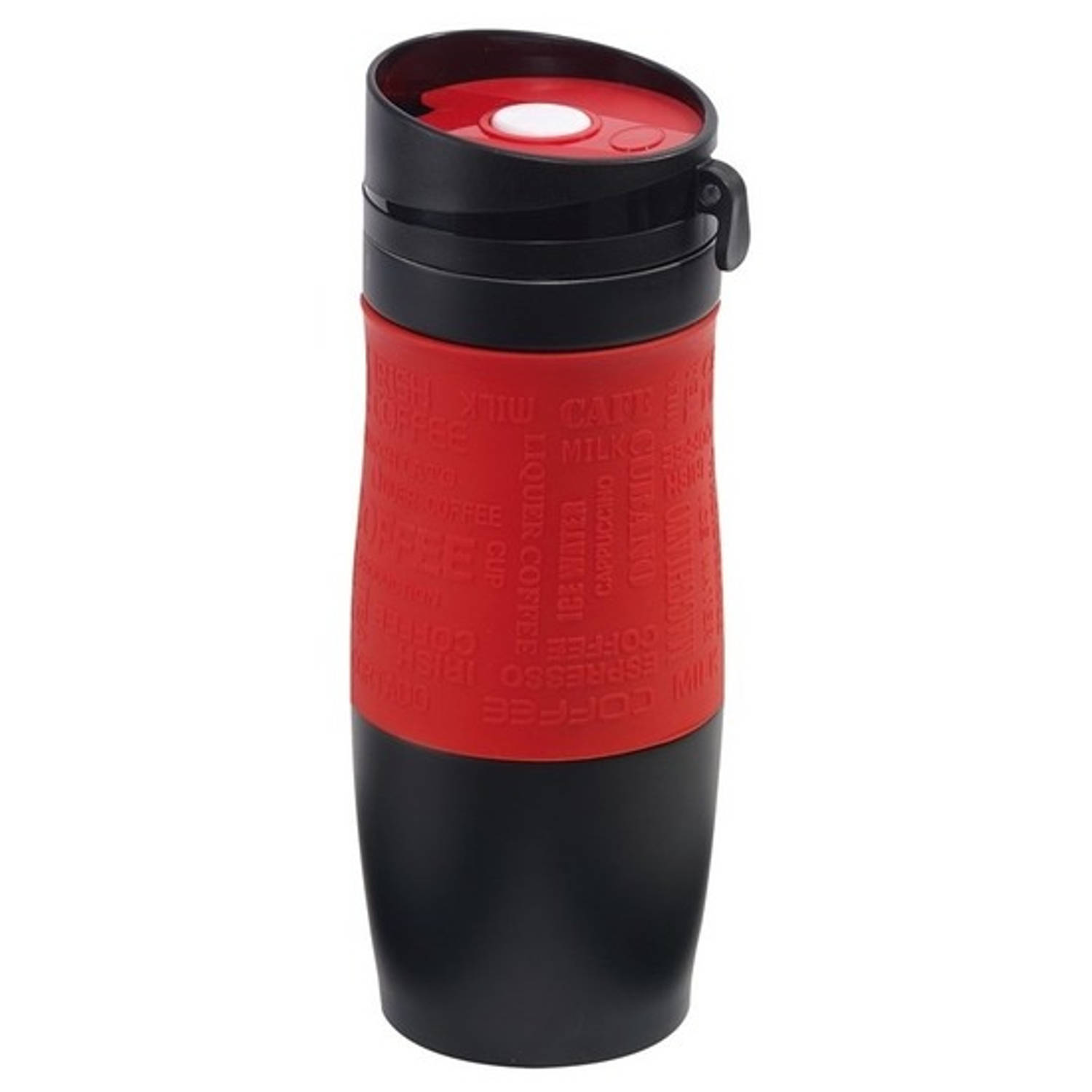 Thermosbeker-warmhoudbeker Rood-zwart 380 Ml Thermo Koffie-thee Isoleerbekers Dubbelwandig Met Schro