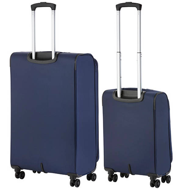 TravelZ Softspinner TSA Kofferset - 2-delig Handbagage + groot formaat - Dubbele wielen - Blauw
