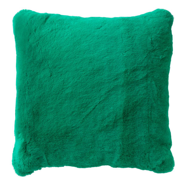 Dutch Decor - ZAYA - Sierkussen 45x45 cm - bontlook - effen kleur - Emerald - groen