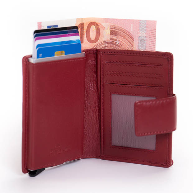 Figuretta Cardprotector Leren Portemonnee met RFID Bescherming Rood