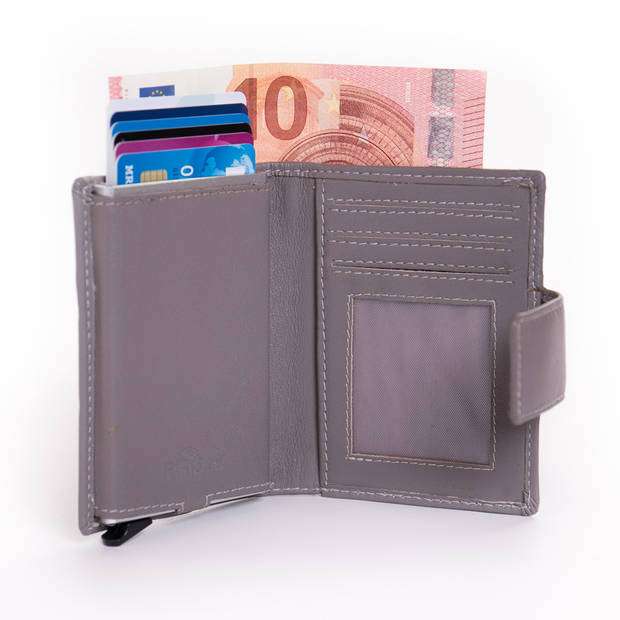 Figuretta Cardprotector Leren Portemonnee met RFID Bescherming Grijs