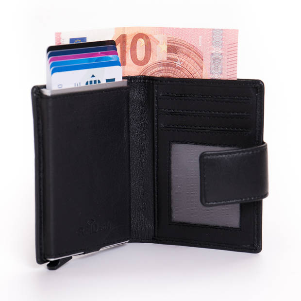 Figuretta Cardprotector Leren Portemonnee met RFID Bescherming Zwart