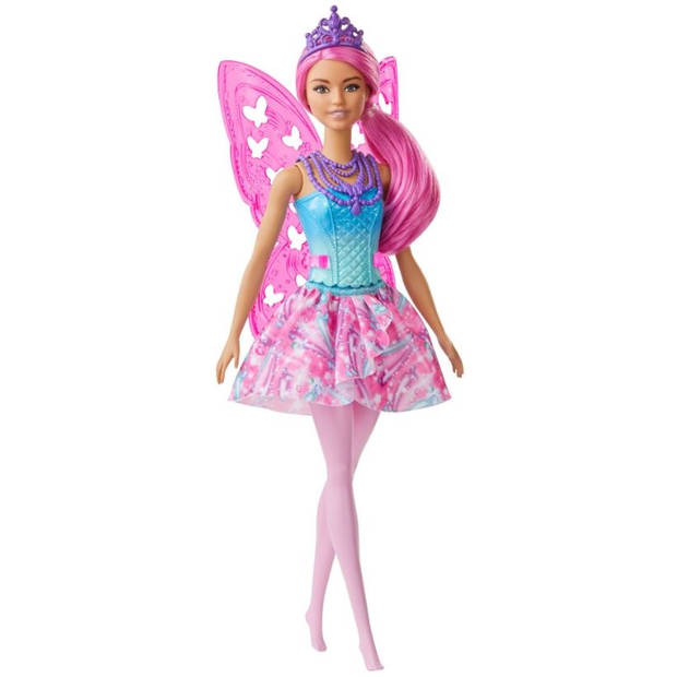 Barbie tienerpop Dreamtopia: Fee 30 cm roze/blauw