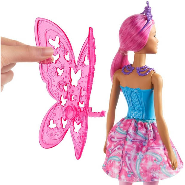 Barbie tienerpop Dreamtopia: Fee 30 cm roze/blauw