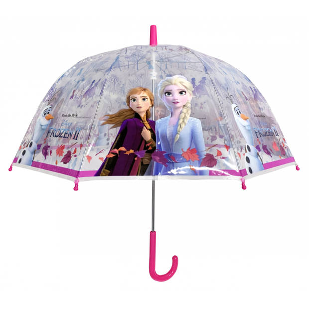 Chanos paraplu Frozen 2 meisjes 48 cm transparant/roze