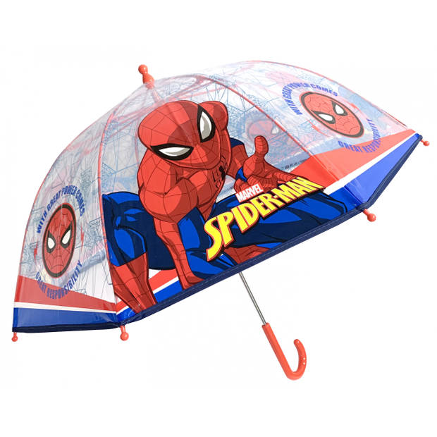 Chanos paraplu Spiderman rood/transparant 45 cm