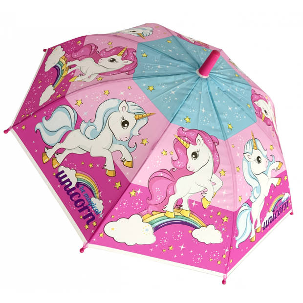 Chanos paraplu eenhoorn meisjes 60 cm roze