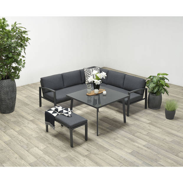 Garden Impressions Tropea lounge dining set 5-delig - donker grijs