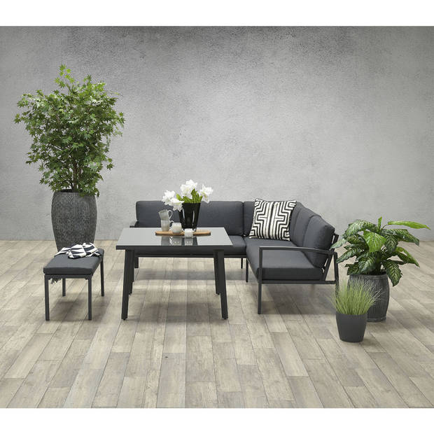 Garden Impressions Tropea lounge dining set 5-delig - donker grijs