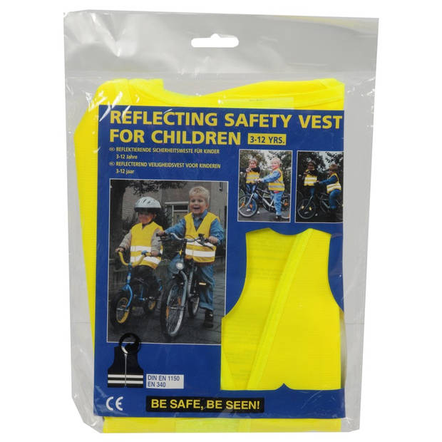 Veiligheidsvest - reflecterend - voor kinderen 3 tot 12 jaar - fluor geel - Veiligheidshesje