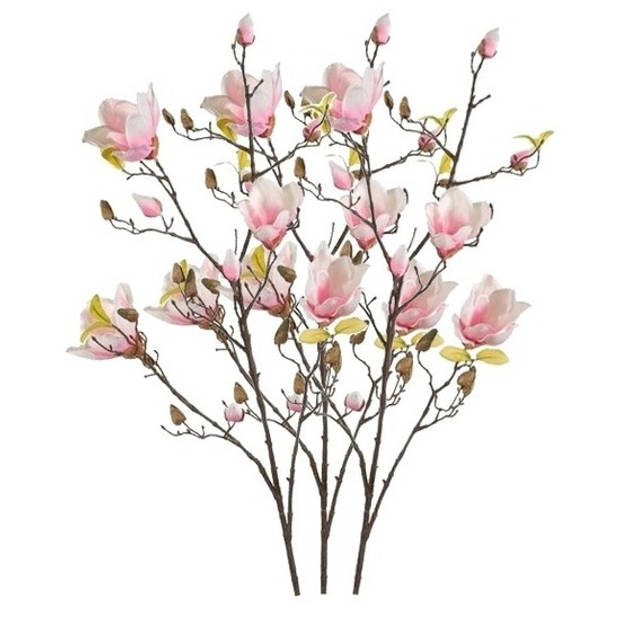 3x Roze Magnolia kunstbloem 105 cm - Kunstbloemen
