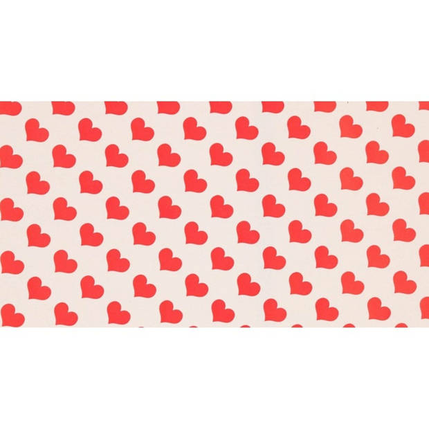 6x Rollen kraft inpakpapier liefde/rode hartjes pakket - mat goud 200 x 70/50 cm - Cadeaupapier
