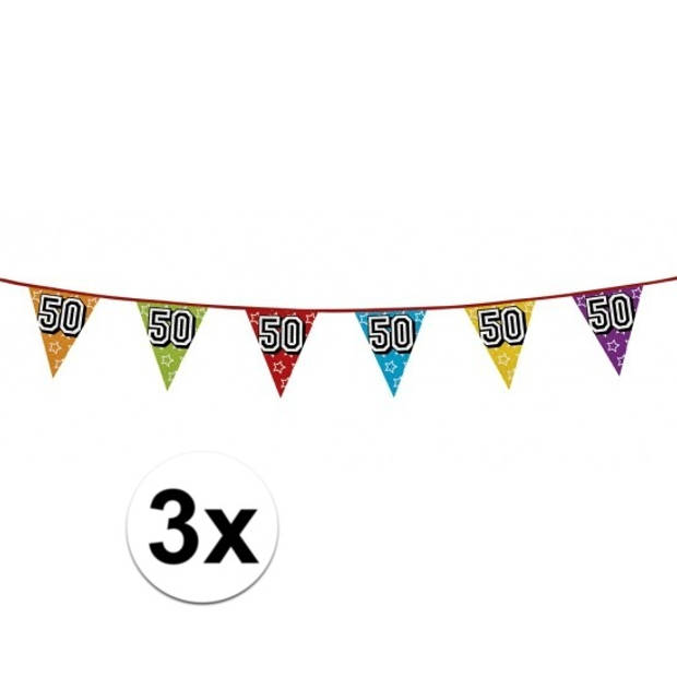 3x Vlaggenlijn 50 jaar feestje - Vlaggenlijnen