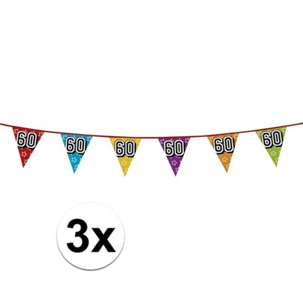 3x Vlaggenlijn 60 jaar feestje - Vlaggenlijnen