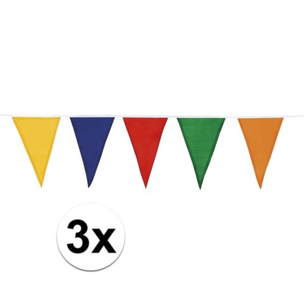3x Katoenen vlaggenlijn gekleurd 10 meter - Vlaggenlijnen