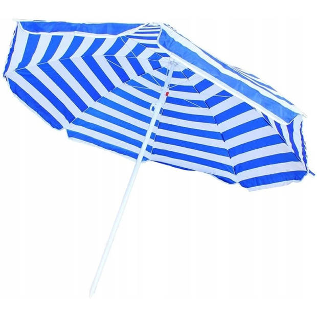 Luxe Zonneparasol - Inklapbare Strandparasol Parasol Voor Terras/Tuin/Strand/Camping/Zwembad - Ø170 CM Groot - Blauw/wit