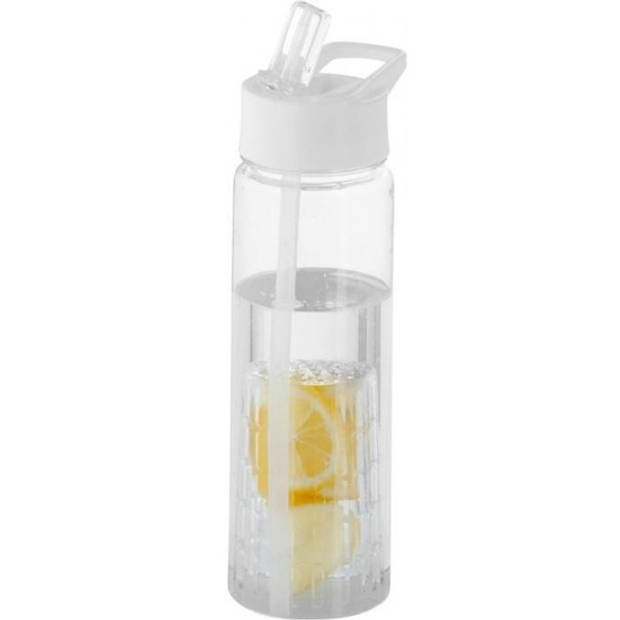2x Drinkflessen/waterflessen tranparant met wit fruit filter 740 ml - Drinkflessen