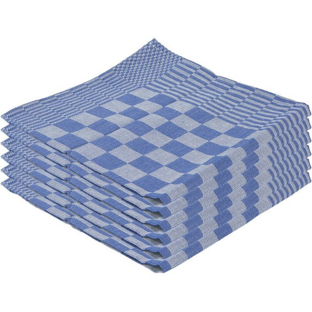 9x Blauwe keukendoek / theedoek met blokjesmotief 65 x 65 cm / 50 x 50 cm - Theedoeken