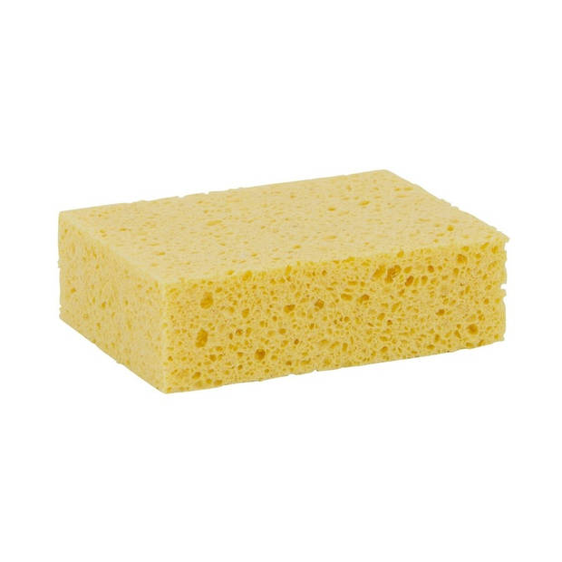 Gele schoonmaakspons / viscose spons 13 x 9 x 3,5 cm - biologisch afbreekbaar - schoonmaakartikelen / keukensponzen