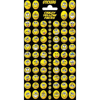 Funny Products stickervel Crazy Faces papier geel 88 stuks