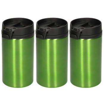 5x Isoleerbekers RVS metallic groen 320 ml - Thermosbeker